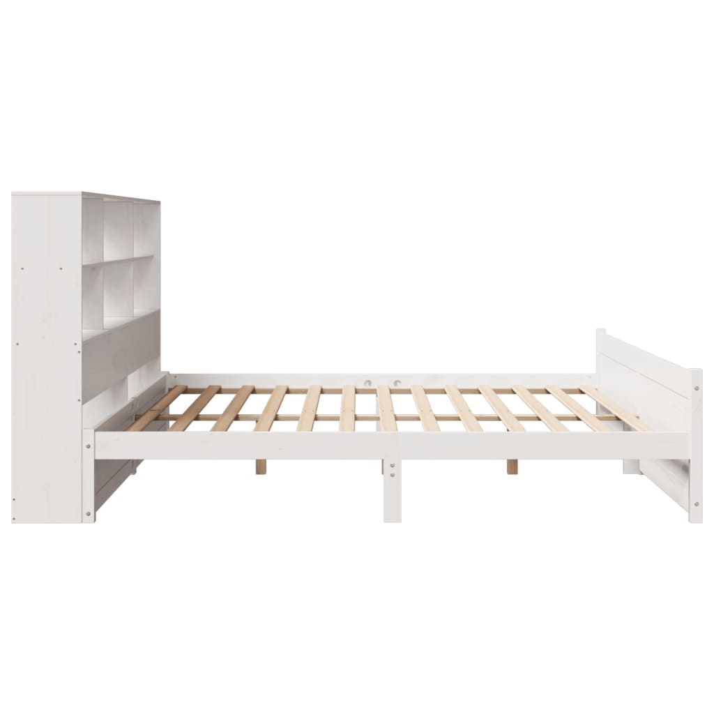 Lit bibliothèque sans matelas blanc 180x200 cm bois pin massif - XIOS