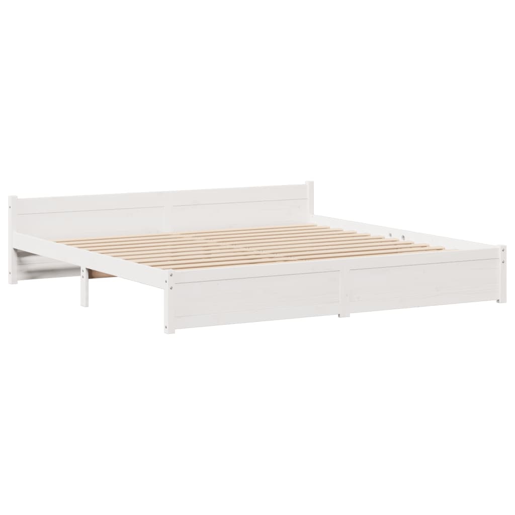 Lit bibliothèque sans matelas blanc 180x200 cm bois pin massif - XIOS