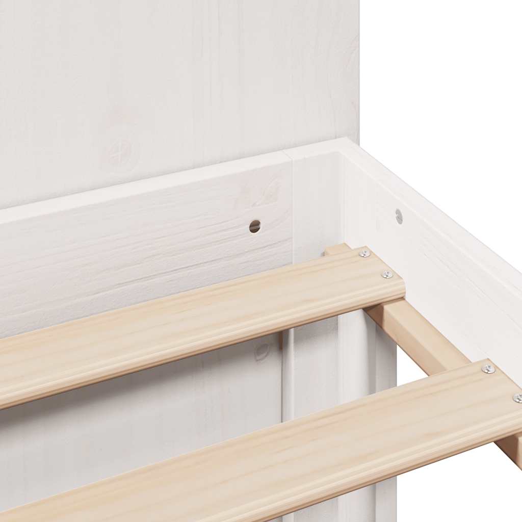 Lit bibliothèque sans matelas blanc 135x190 cm bois pin massif - XIOS
