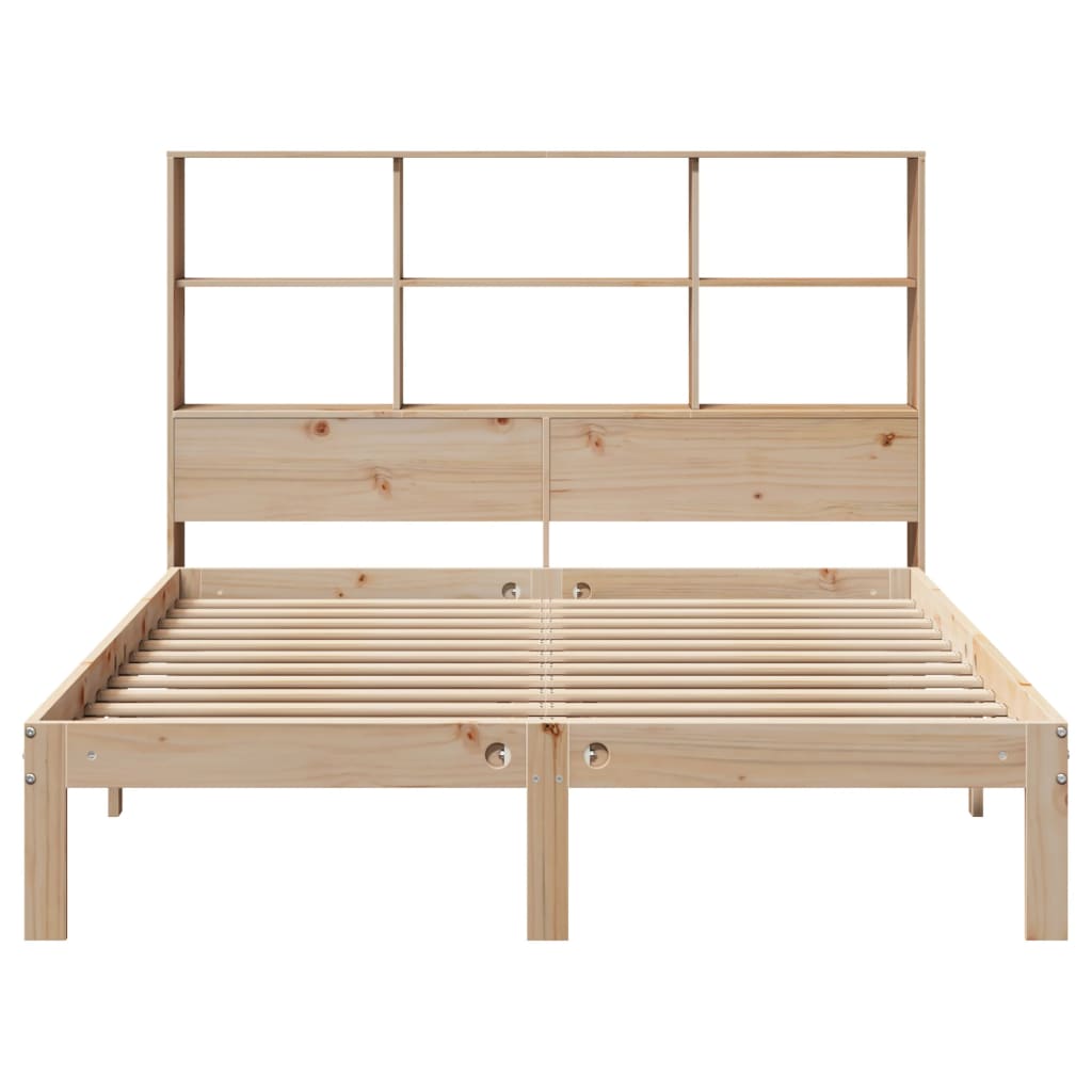 Lit bibliothèque sans matelas 140x190 cm bois de pin massif - XIOS