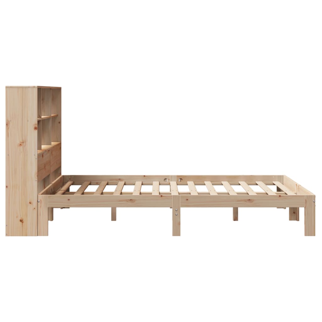 Lit bibliothèque sans matelas 140x190 cm bois de pin massif - XIOS