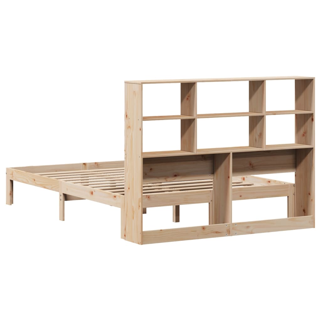 Lit bibliothèque sans matelas 140x190 cm bois de pin massif - XIOS