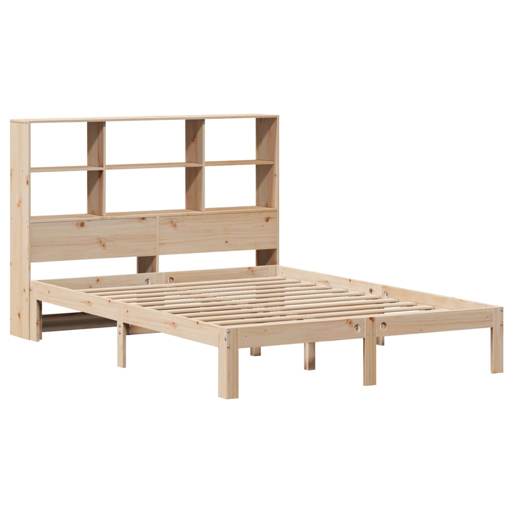 Lit bibliothèque sans matelas 140x200 cm bois massif de pin - XIOS