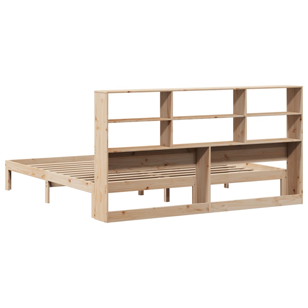 Lit bibliothèque sans matelas 180x200 cm bois massif de pin - XIOS