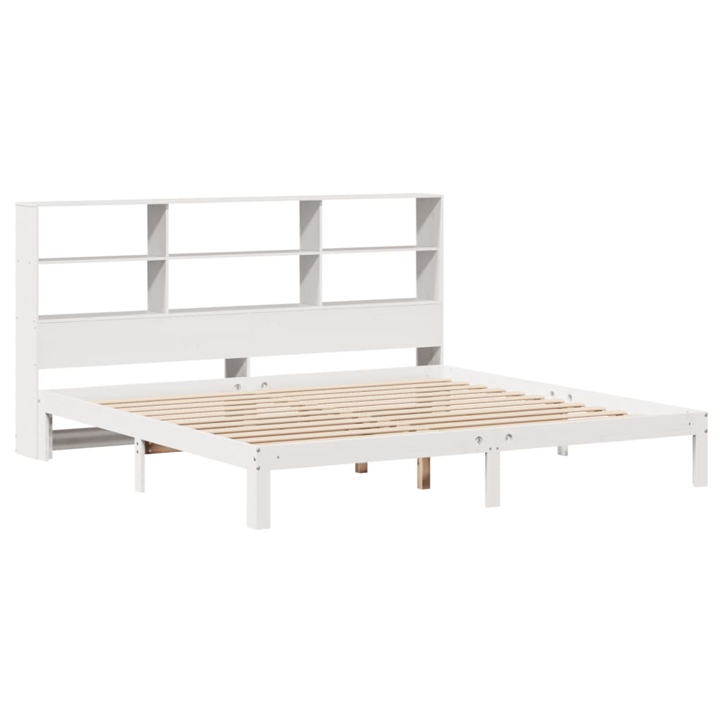 Lit bibliothèque sans matelas blanc 180x200 cm bois pin massif - XIOS