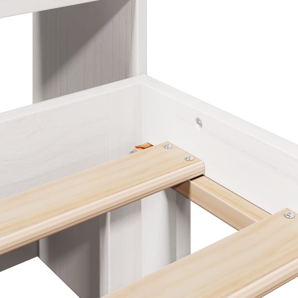 Lit bibliothèque sans matelas blanc 180x200 cm bois pin massif - XIOS