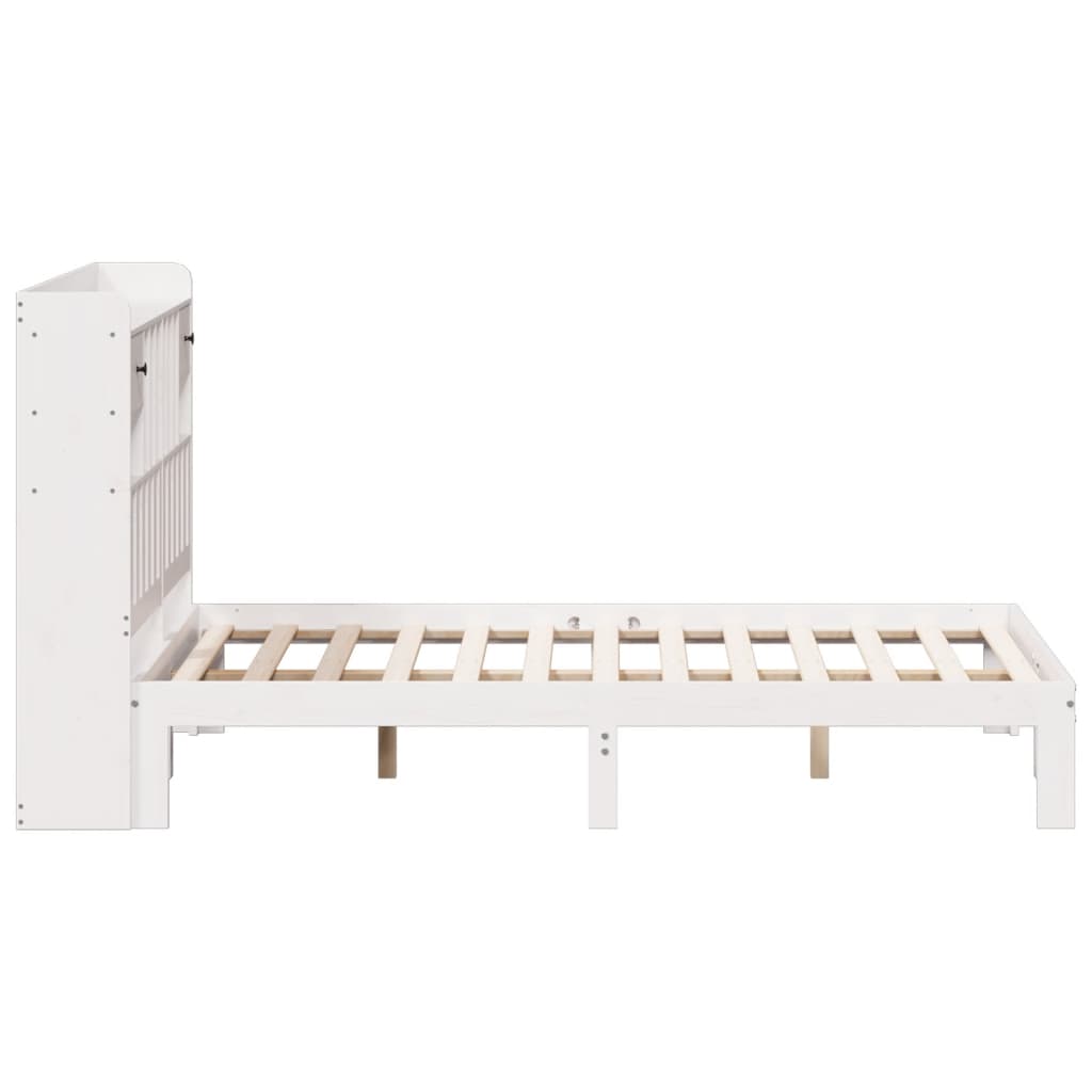 Lit bibliothèque sans matelas blanc 135x190 cm bois pin massif - XIOS