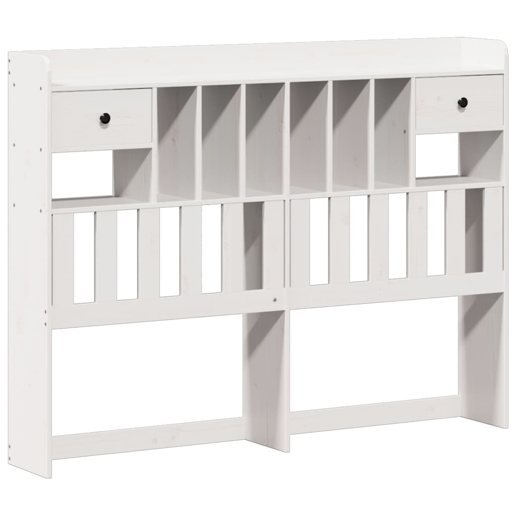 Lit bibliothèque sans matelas blanc 135x190 cm bois pin massif - XIOS