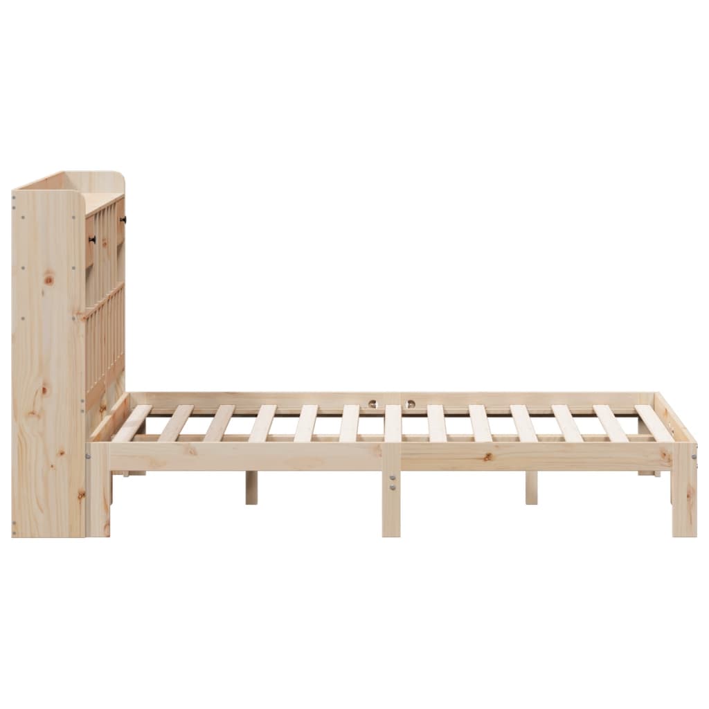 Lit bibliothèque sans matelas 140x190 cm bois de pin massif - XIOS