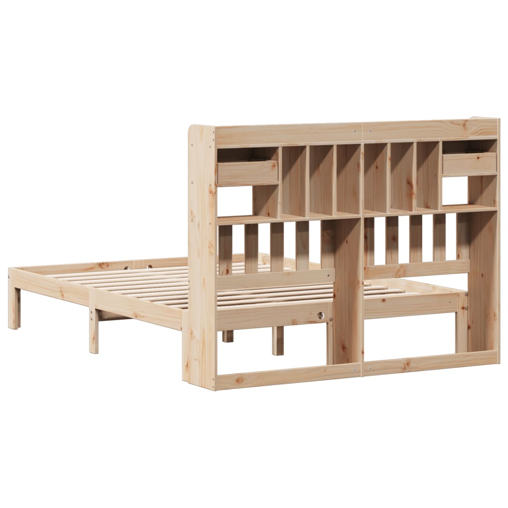 Lit bibliothèque sans matelas 140x190 cm bois de pin massif - XIOS