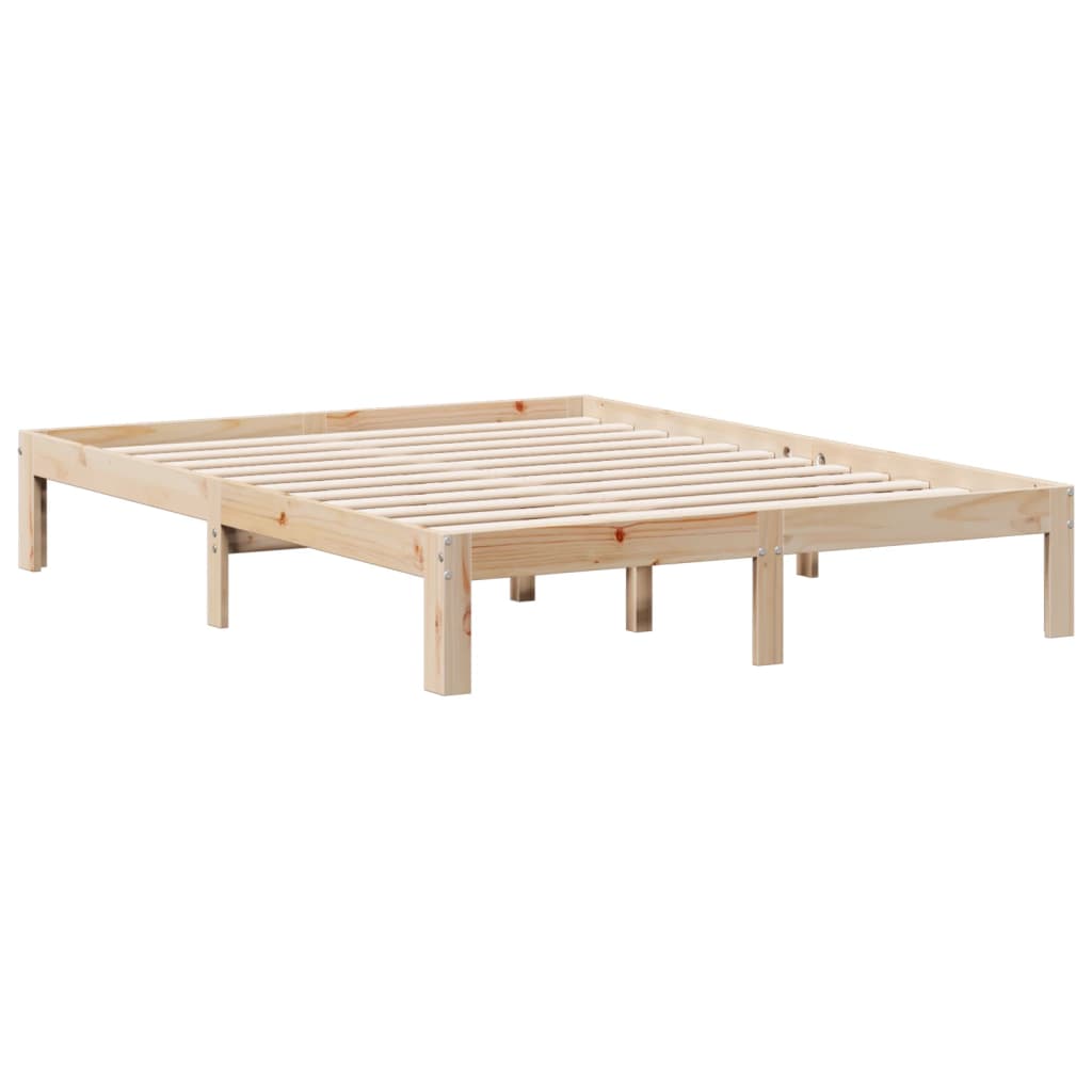 Lit bibliothèque sans matelas 140x190 cm bois de pin massif - XIOS
