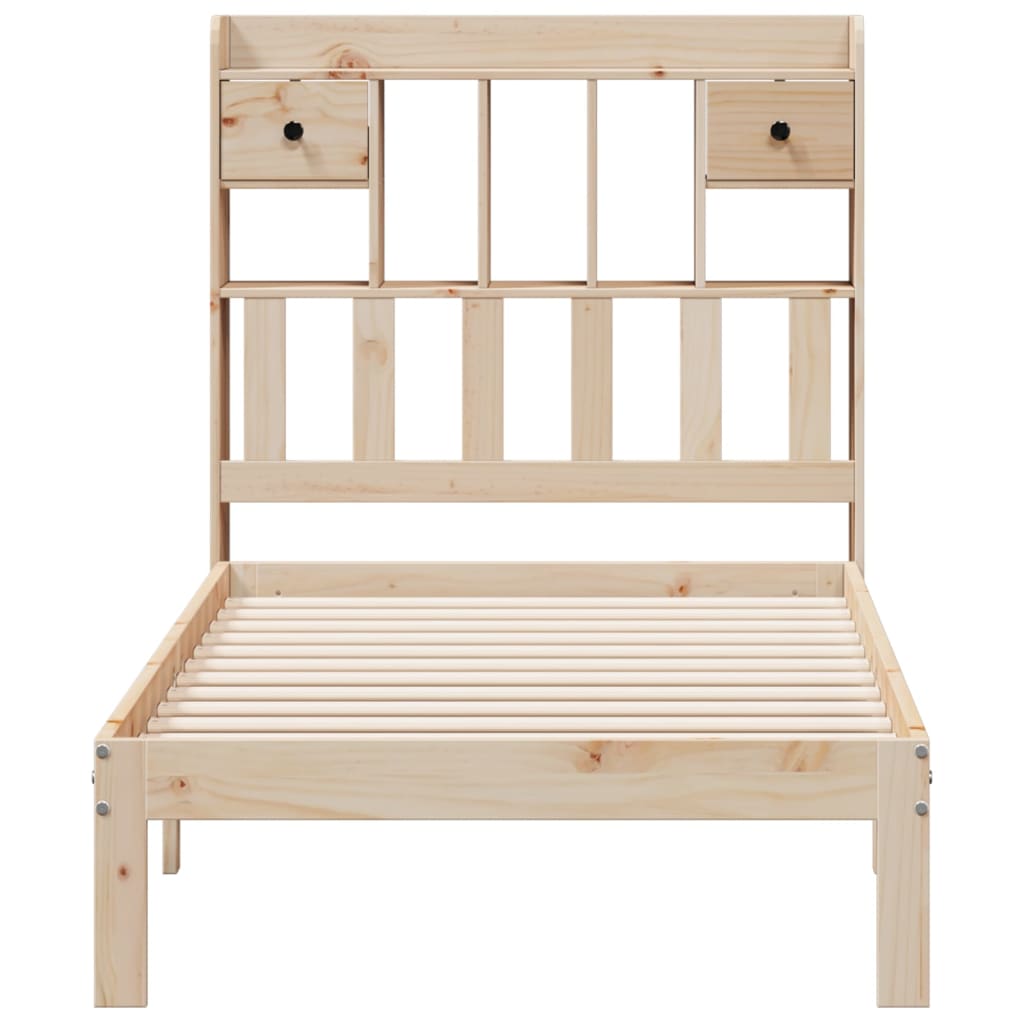 Lit bibliothèque sans matelas 90x200 cm bois de pin massif - XIOS