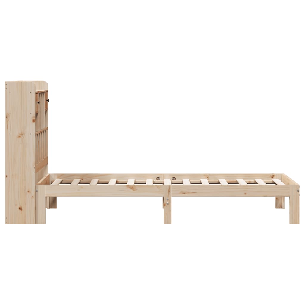 Lit bibliothèque sans matelas 90x200 cm bois de pin massif - XIOS