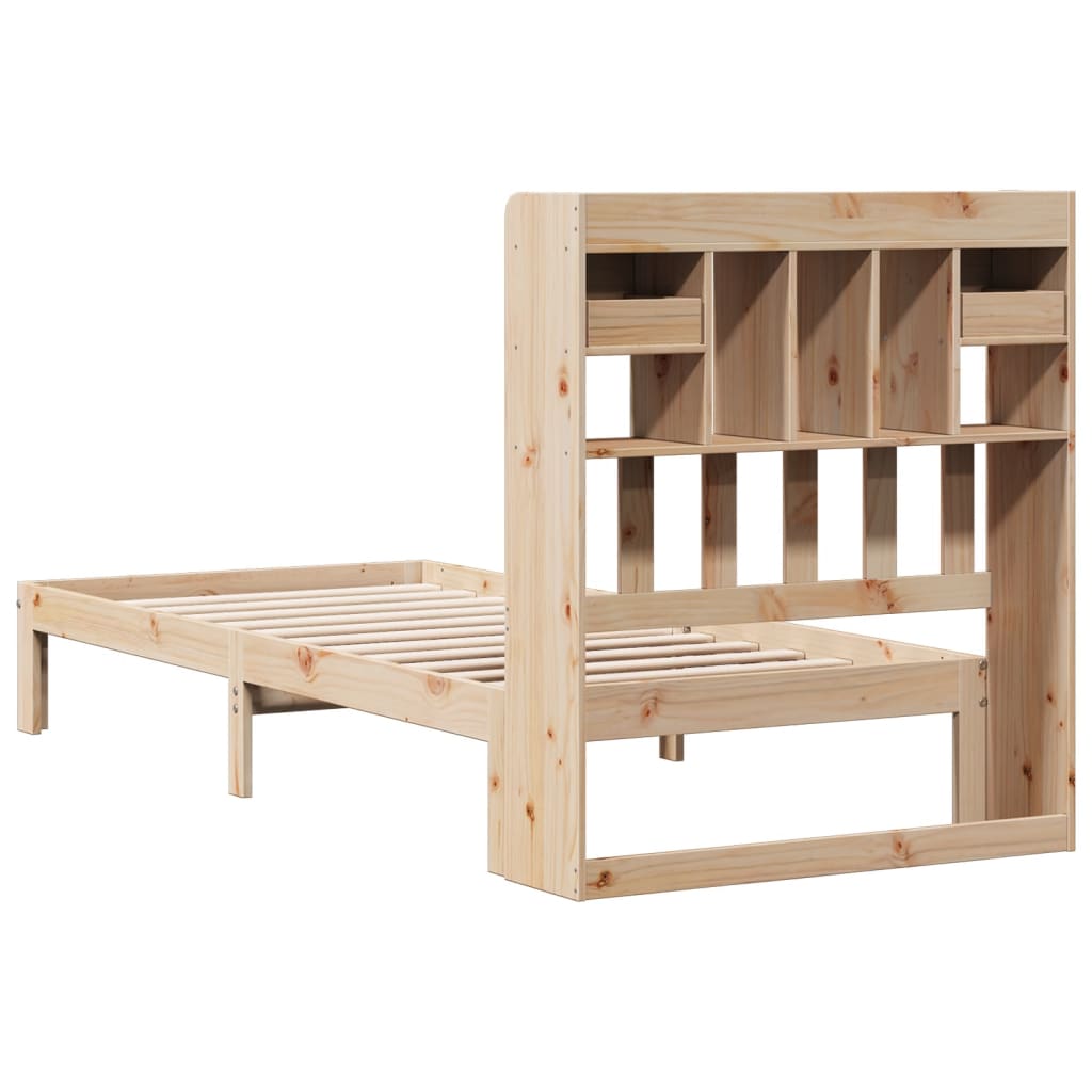 Lit bibliothèque sans matelas 90x200 cm bois de pin massif - XIOS