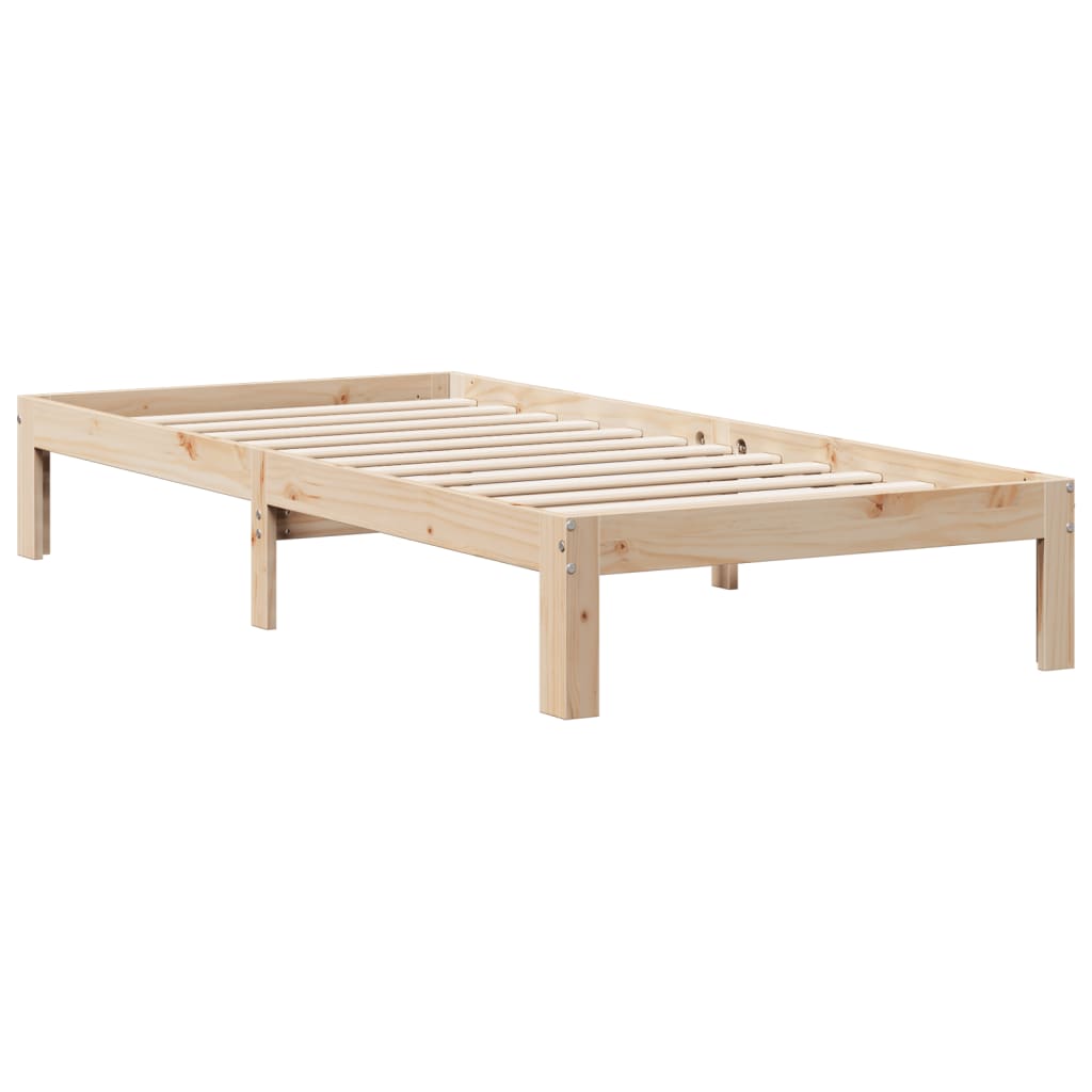 Lit bibliothèque sans matelas 90x200 cm bois de pin massif - XIOS