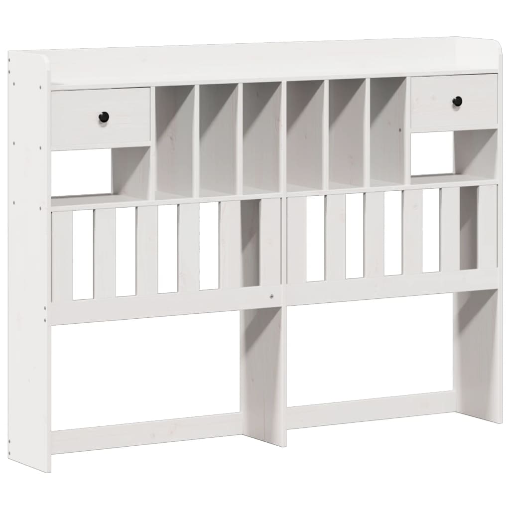 Lit bibliothèque sans matelas blanc 160x200 cm bois pin massif - XIOS