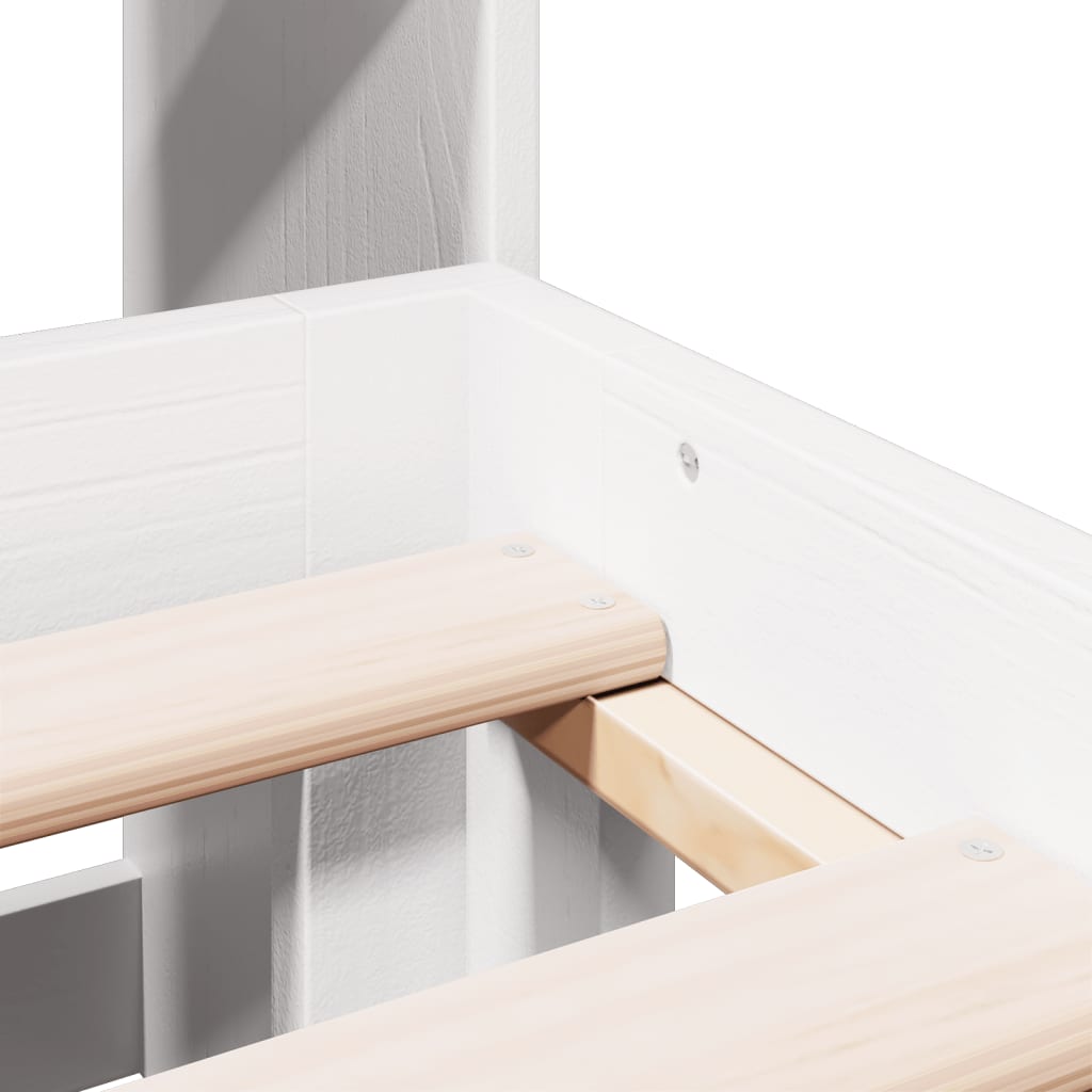 Lit bibliothèque sans matelas blanc 160x200 cm bois pin massif - XIOS