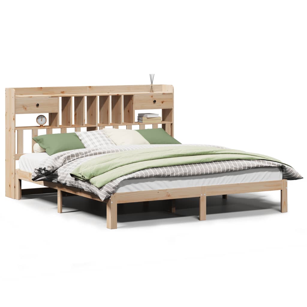Lit bibliothèque sans matelas 180x200 cm bois massif de pin - XIOS