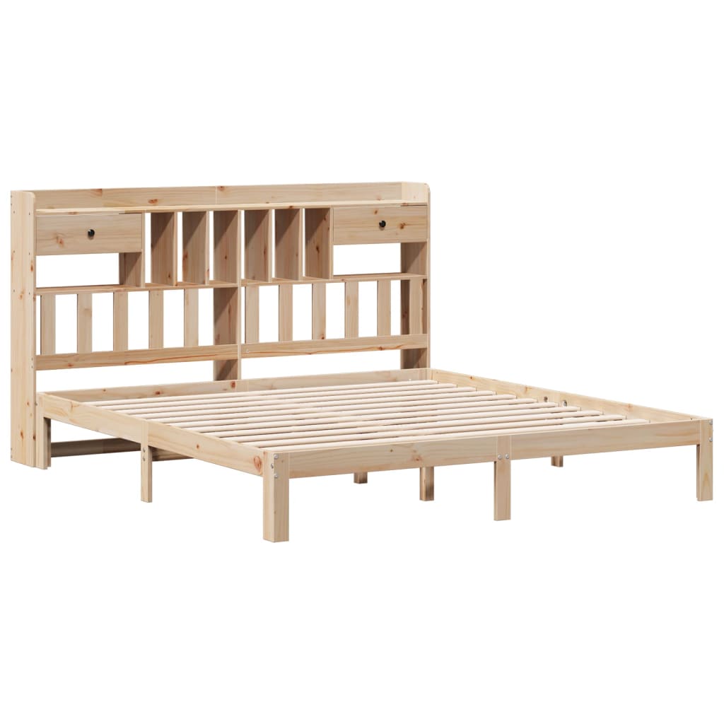 Lit bibliothèque sans matelas 180x200 cm bois massif de pin - XIOS