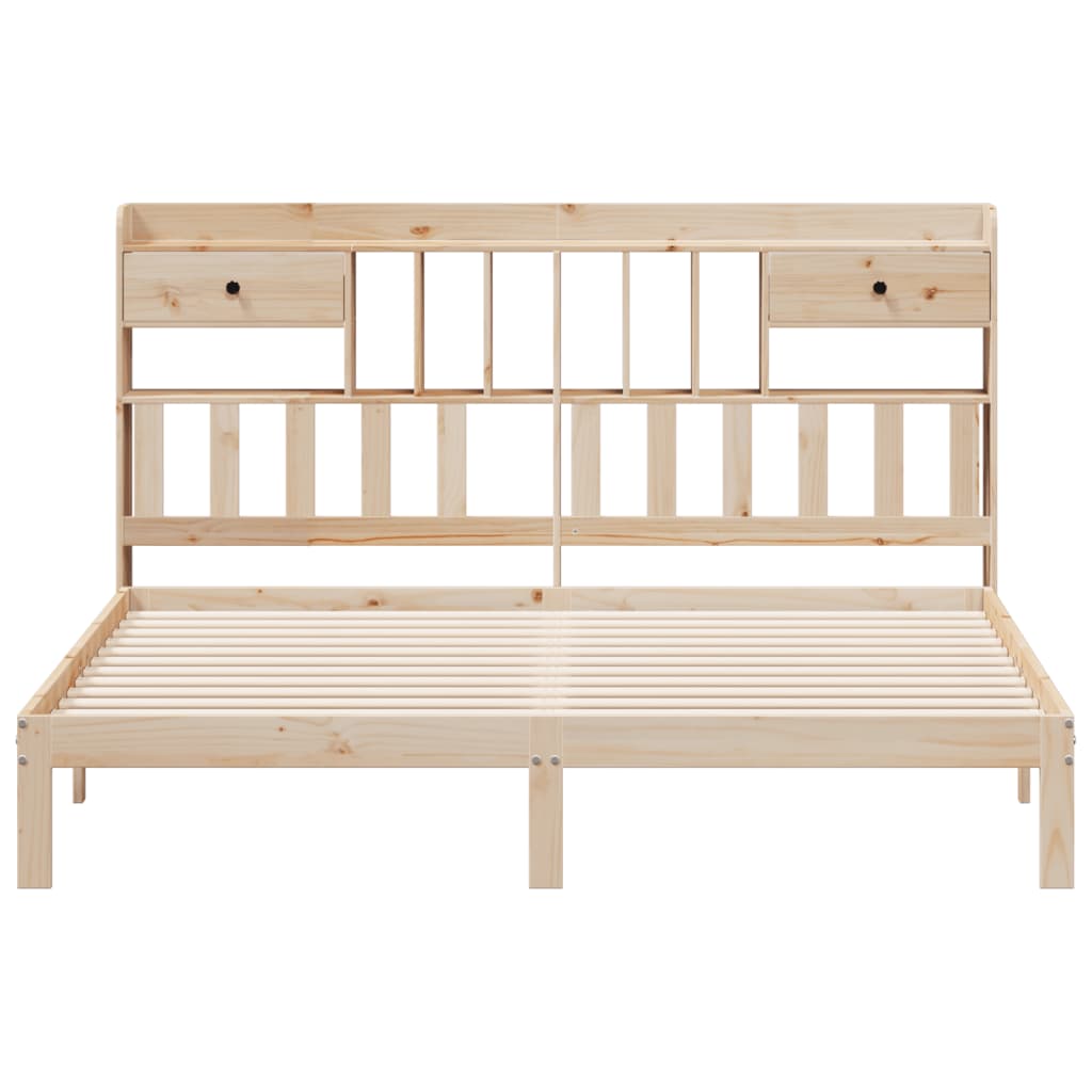 Lit bibliothèque sans matelas 180x200 cm bois massif de pin - XIOS