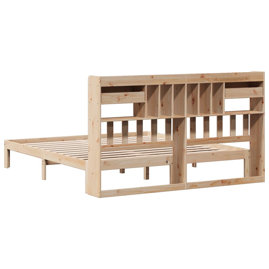 Lit bibliothèque sans matelas 180x200 cm bois massif de pin - XIOS