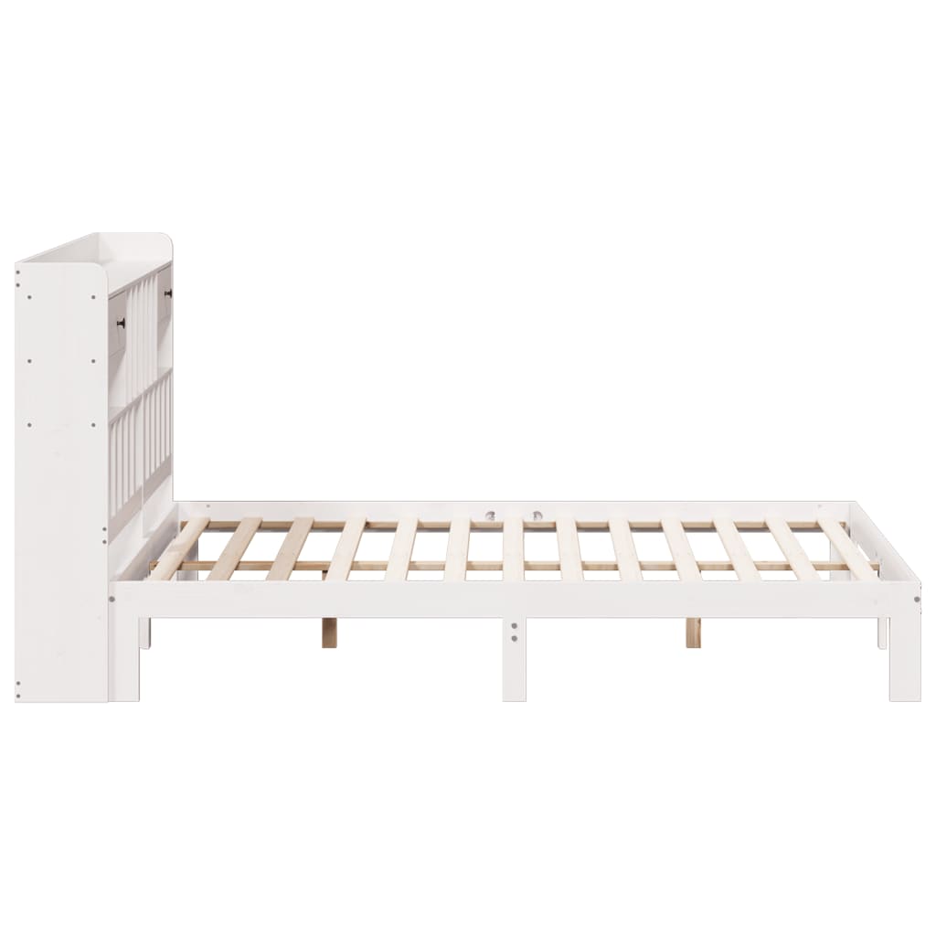Lit bibliothèque sans matelas blanc 180x200 cm bois pin massif - XIOS