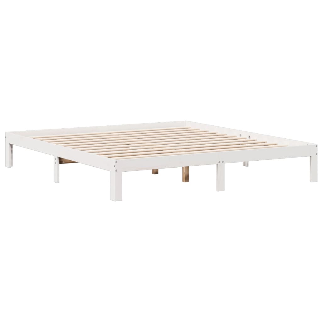 Lit bibliothèque sans matelas blanc 180x200 cm bois pin massif - XIOS