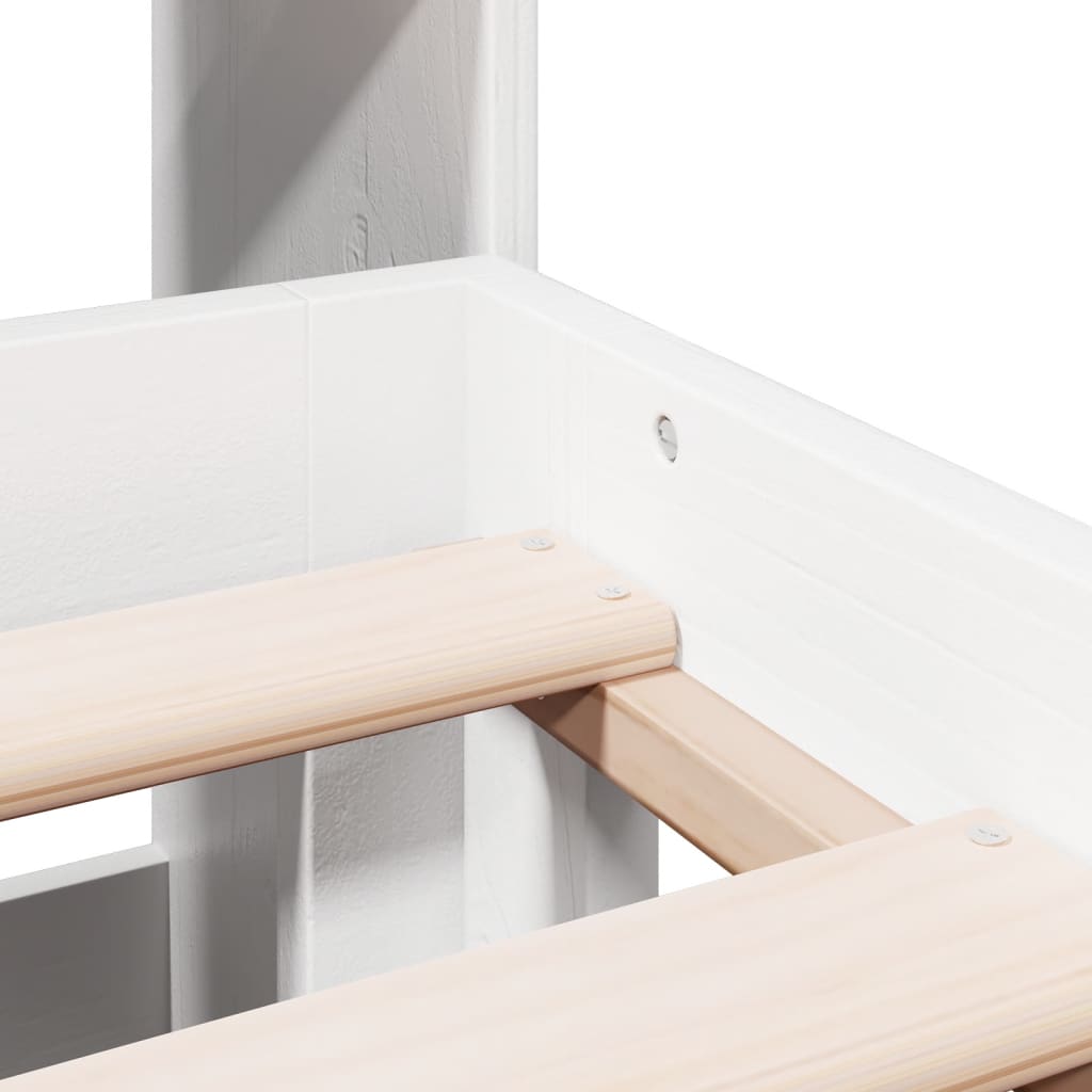 Lit bibliothèque sans matelas blanc 180x200 cm bois pin massif - XIOS