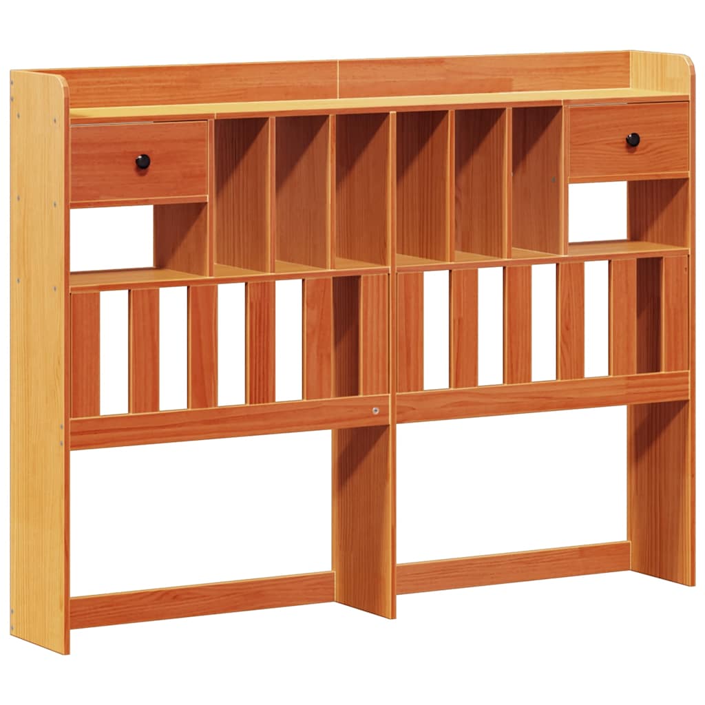 Lit bibliothèque sans matelas cire marron 135x190 cm pin massif - XIOS