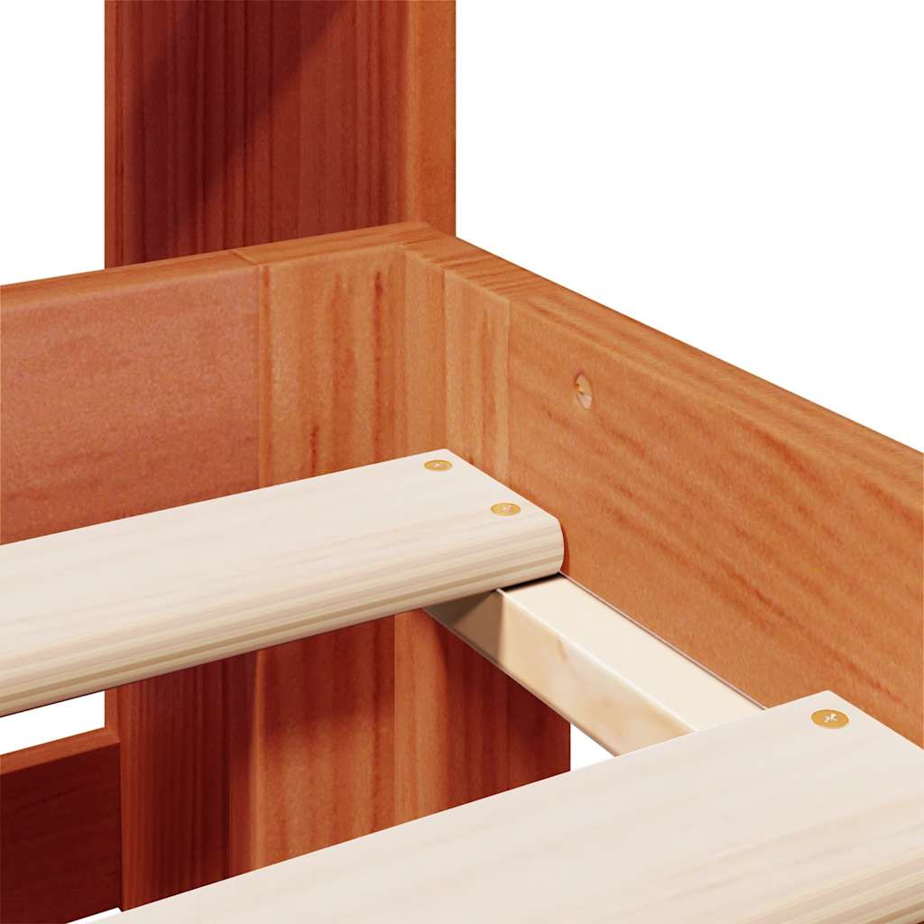 Lit bibliothèque sans matelas cire marron 135x190 cm pin massif - XIOS