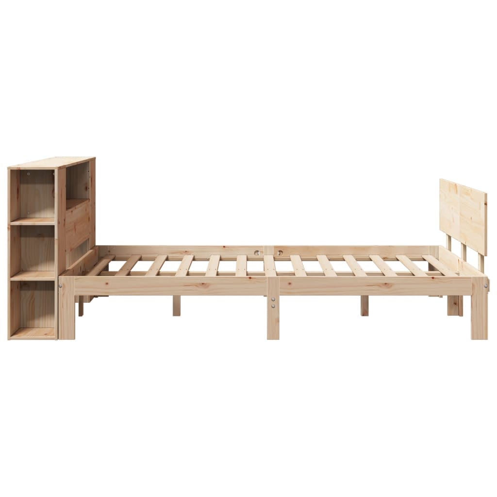 Lit bibliothèque sans matelas 135x190 cm bois de pin massif - XIOS