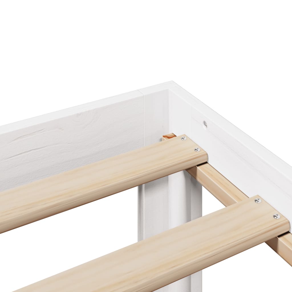 Lit bibliothèque sans matelas blanc 135x190 cm bois pin massif