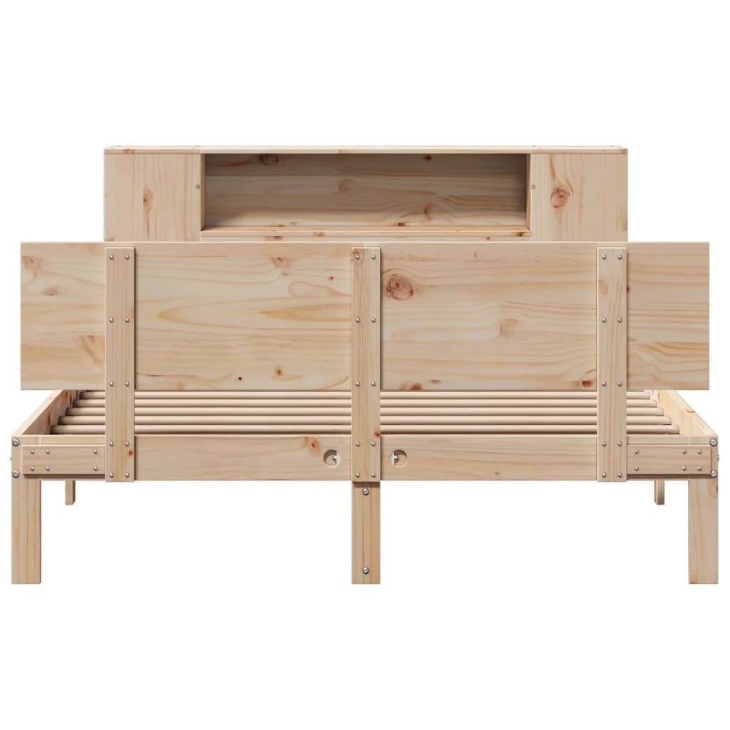 Lit bibliothèque sans matelas 140x190 cm bois de pin massif - XIOS