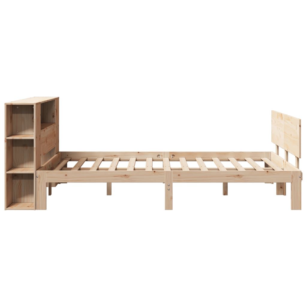 Lit bibliothèque sans matelas 140x200 cm bois massif de pin - XIOS