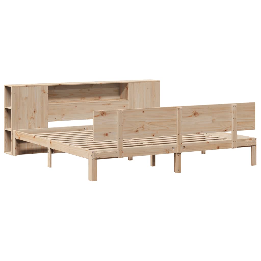 Lit bibliothèque sans matelas 180x200 cm bois massif de pin - XIOS