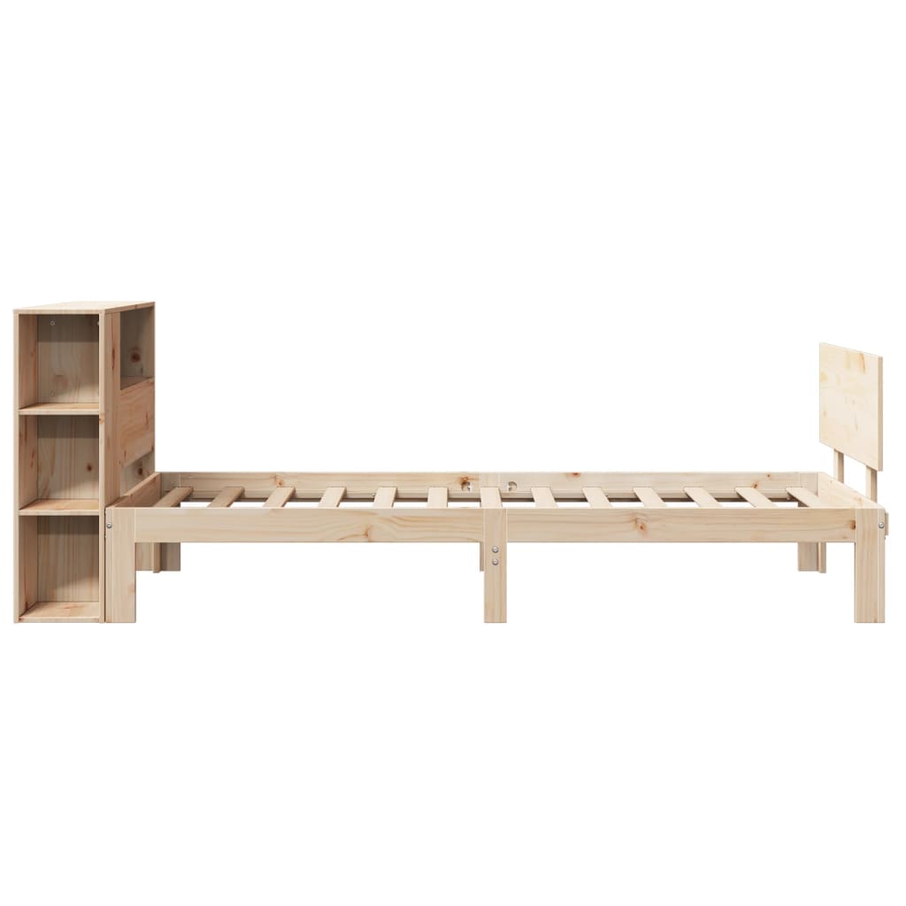 Lit bibliothèque sans matelas 90x190 cm bois de pin massif - XIOS