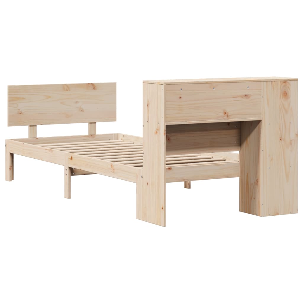 Lit bibliothèque sans matelas 90x190 cm bois de pin massif - XIOS