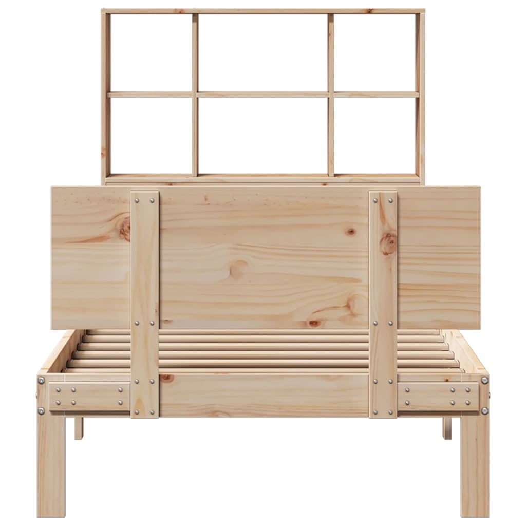 Lit bibliothèque sans matelas 90x190 cm bois de pin massif - XIOS