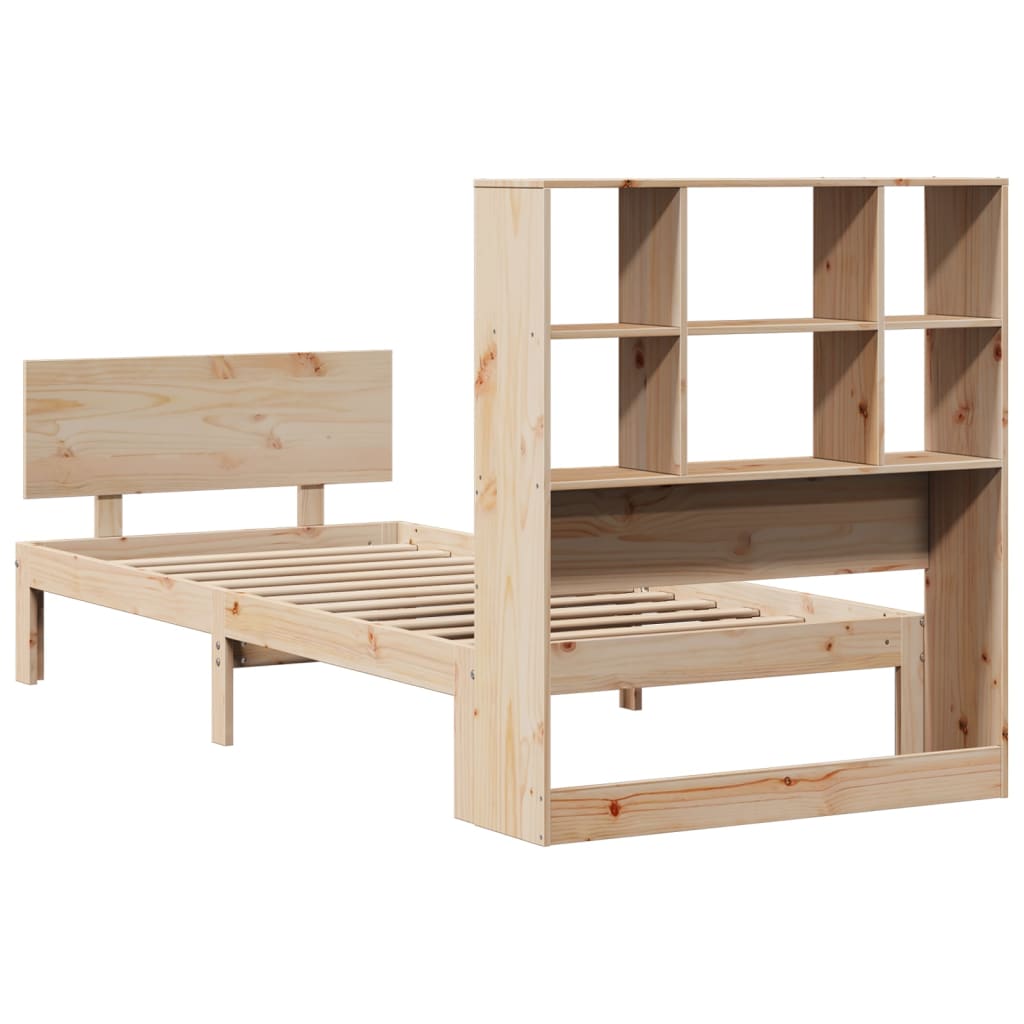 Lit bibliothèque sans matelas 90x190 cm bois de pin massif - XIOS