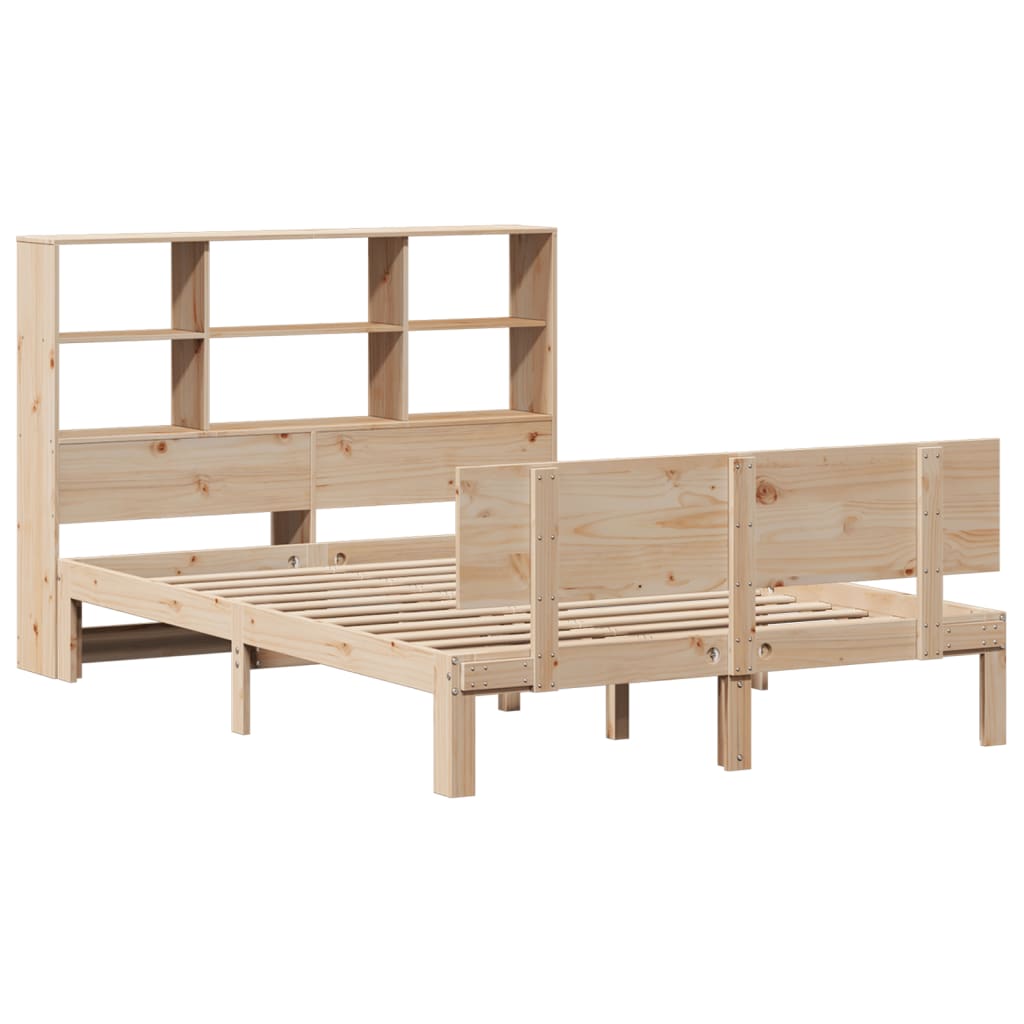 Lit bibliothèque sans matelas 120x200 cm bois de pin massif - XIOS