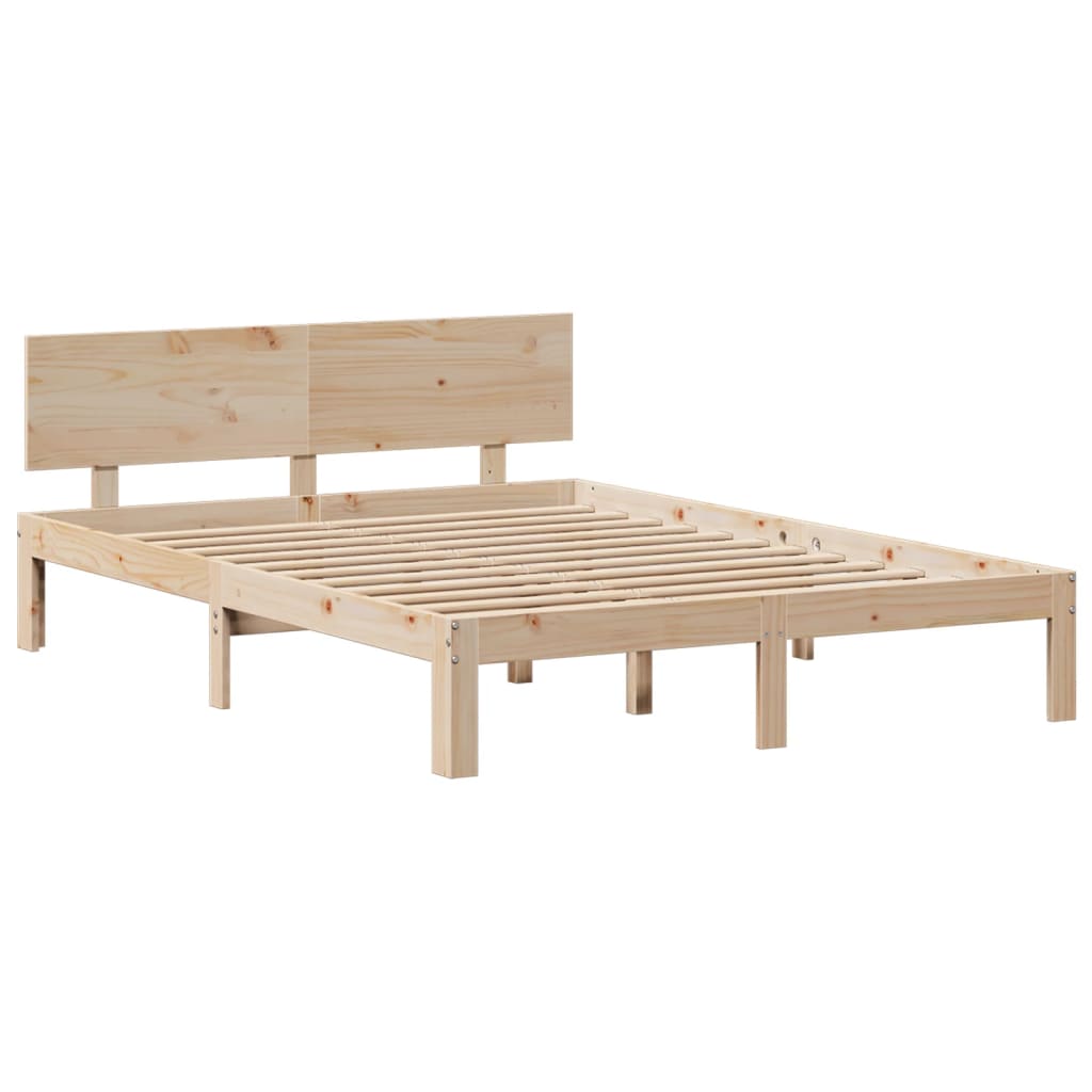 Lit bibliothèque sans matelas 140x200 cm bois massif de pin - XIOS