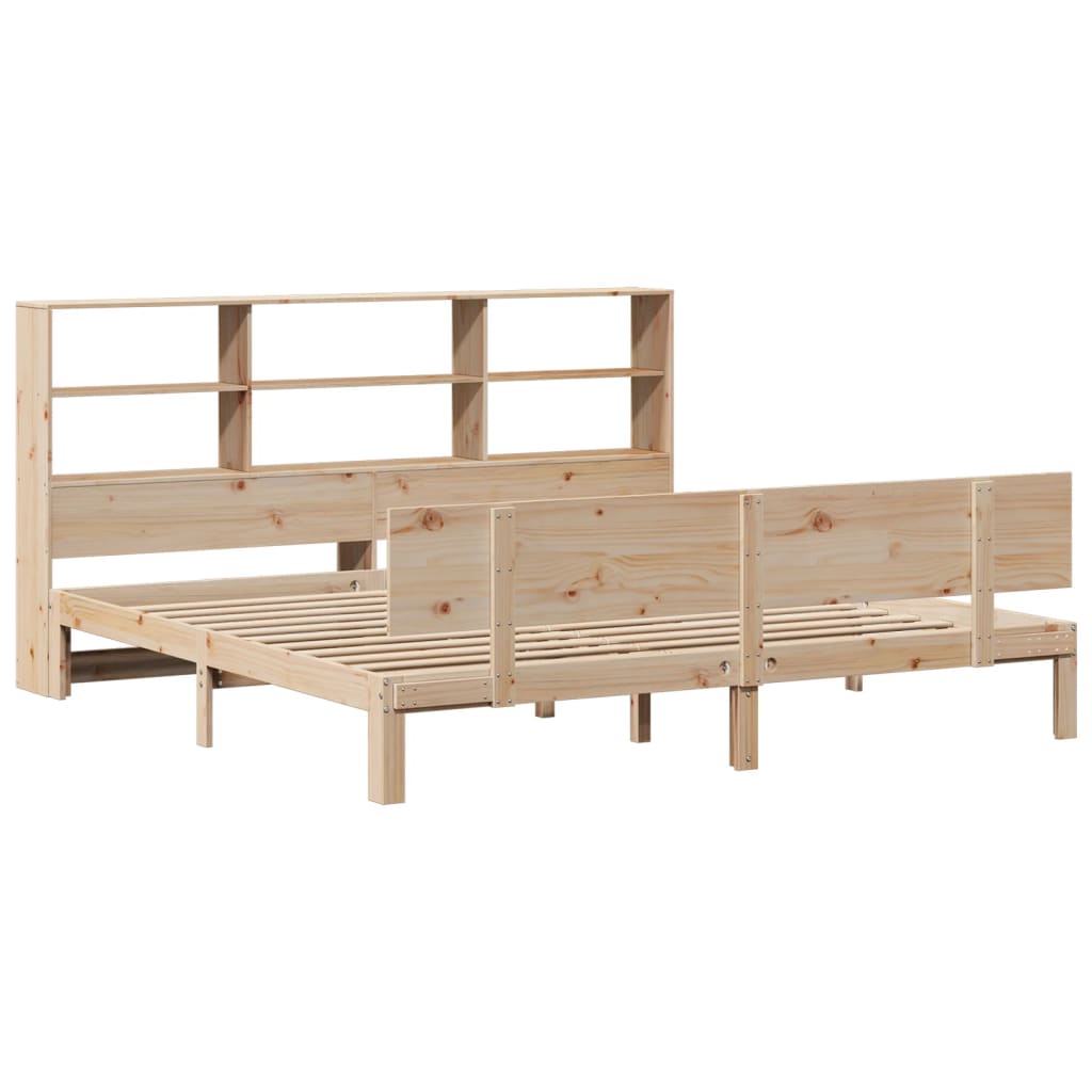 Lit bibliothèque sans matelas 180x200 cm bois massif de pin - XIOS