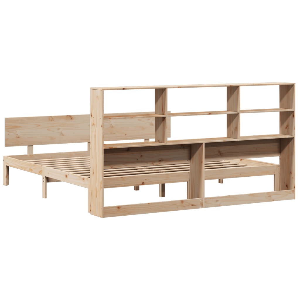 Lit bibliothèque sans matelas 180x200 cm bois massif de pin - XIOS