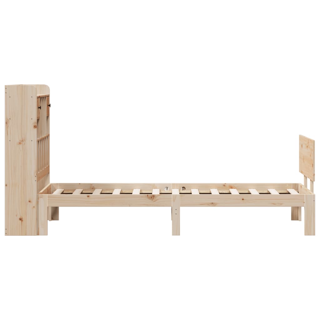 Lit bibliothèque sans matelas 90x190 cm bois de pin massif - XIOS