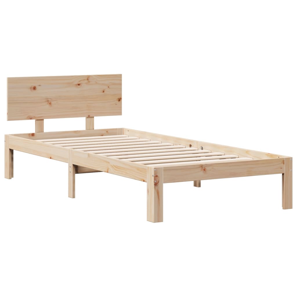Lit bibliothèque sans matelas 90x190 cm bois de pin massif - XIOS