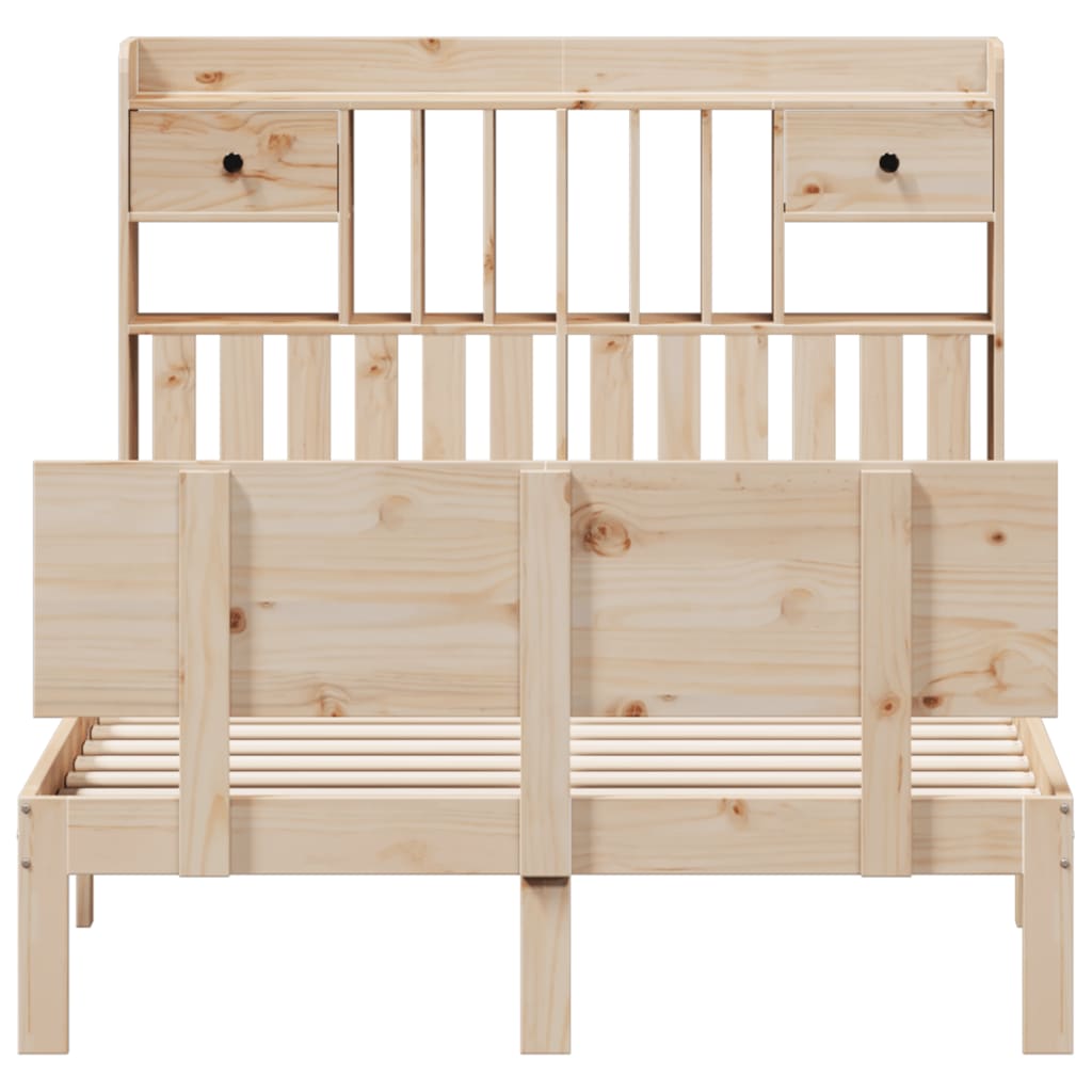 Lit bibliothèque sans matelas 135x190 cm bois de pin massif - XIOS