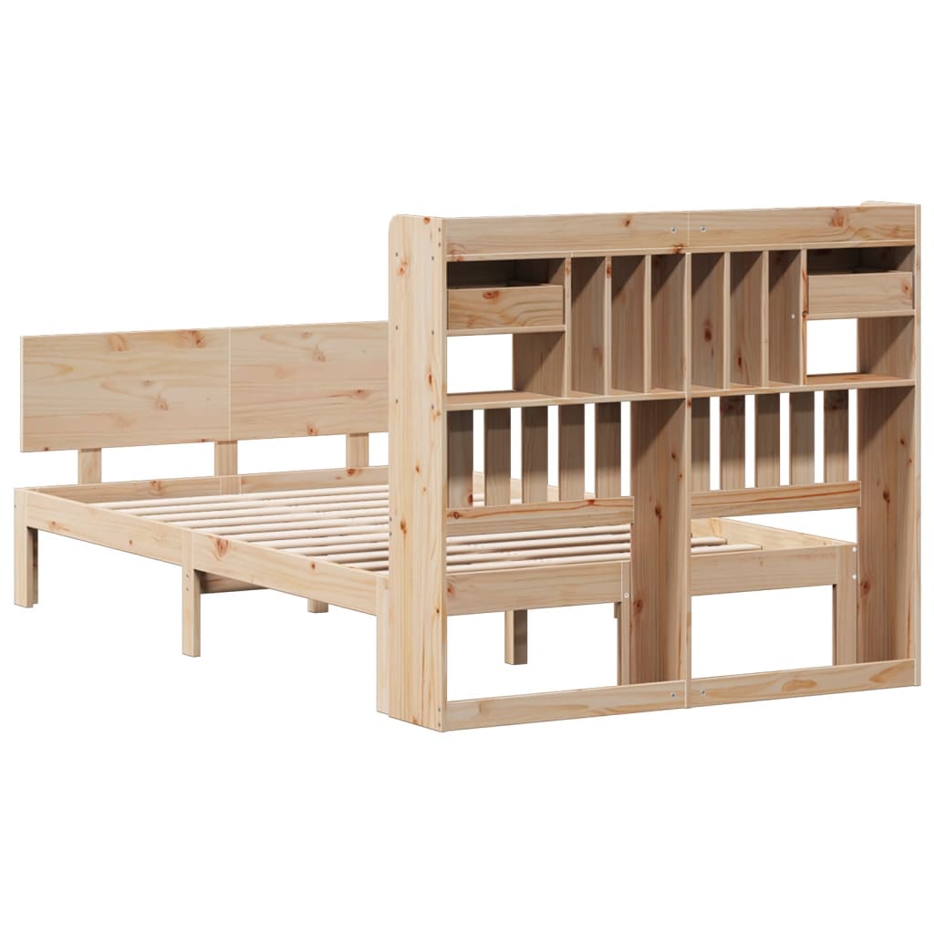 Lit bibliothèque sans matelas 135x190 cm bois de pin massif - XIOS