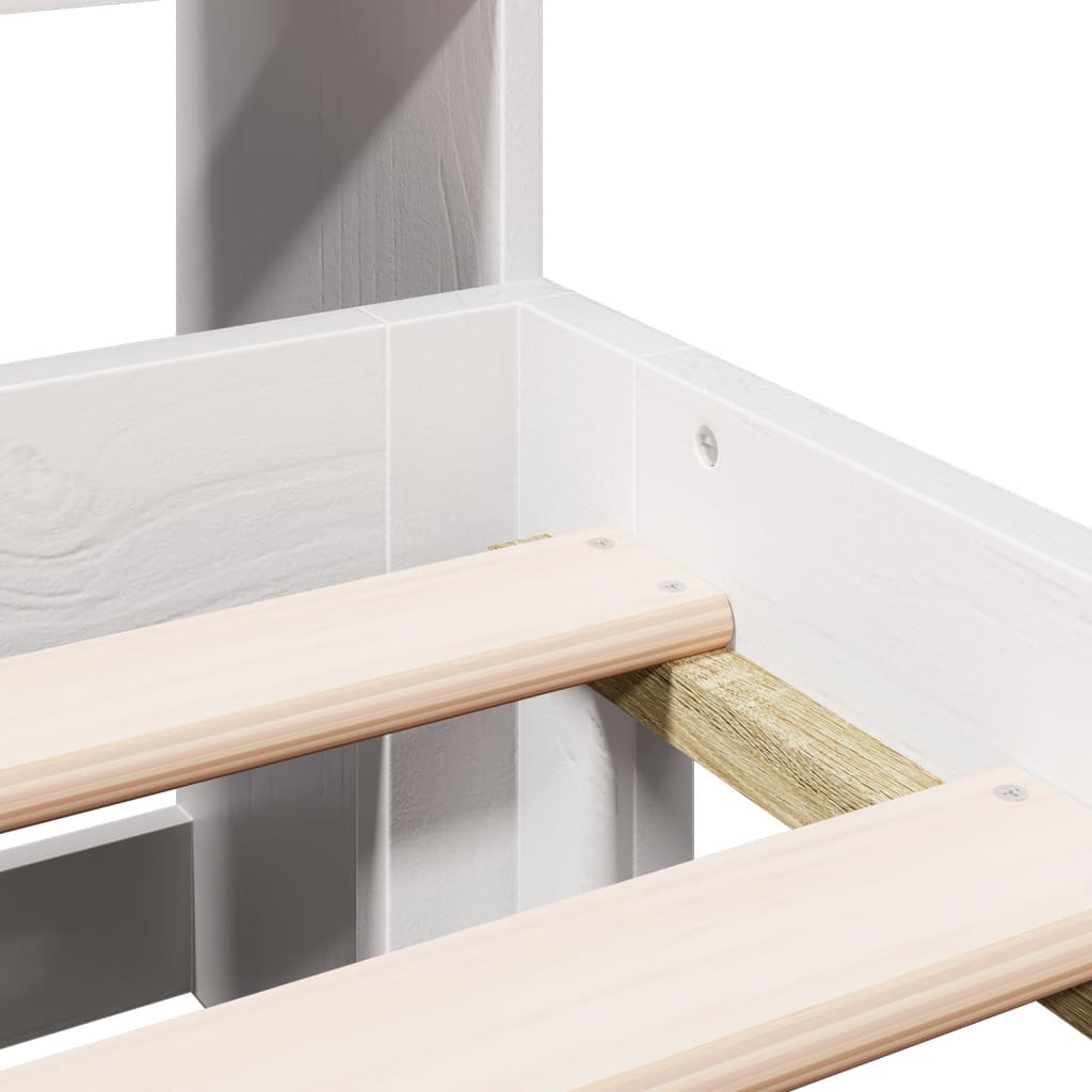 Lit bibliothèque sans matelas blanc 150x200 cm bois pin massif - XIOS