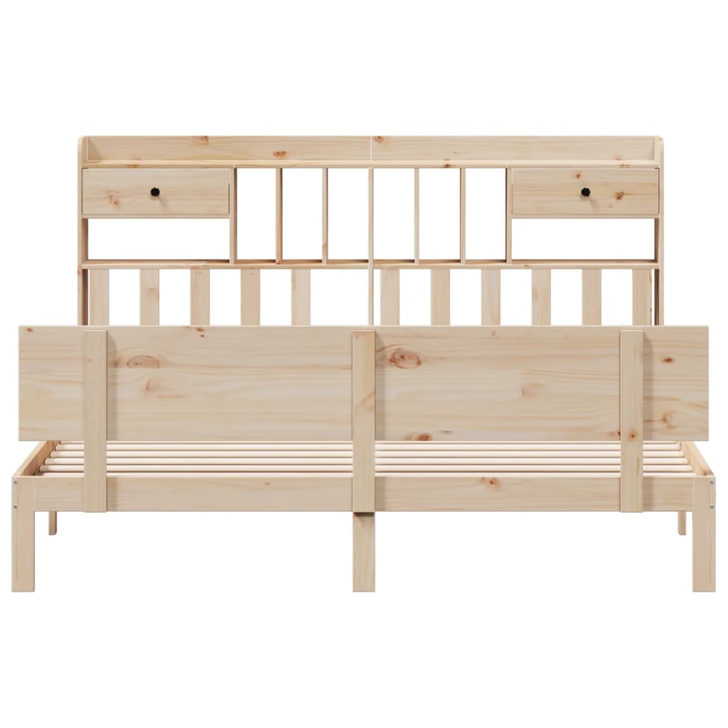 Lit bibliothèque sans matelas 180x200 cm bois massif de pin - XIOS