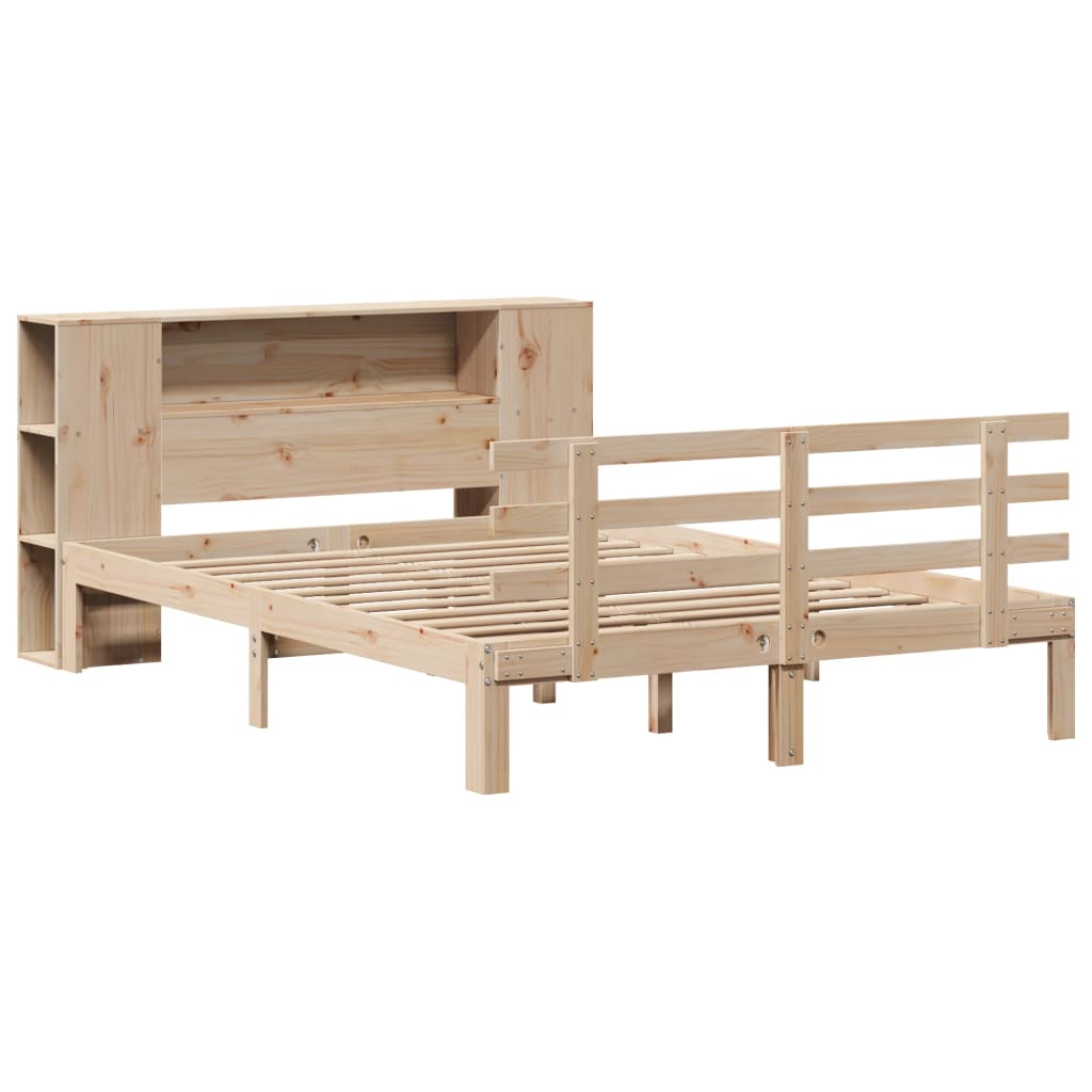 Lit bibliothèque sans matelas 135x190 cm bois de pin massif - XIOS